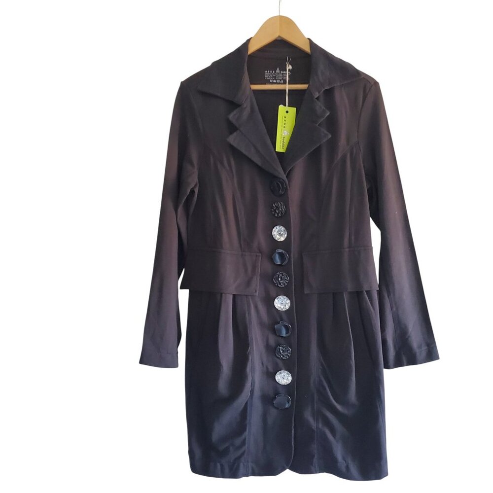 NWT Neon Buddha Black Blazer/Jacket with Pockets and Statement Buttons in Size S - Picture 7 of 13